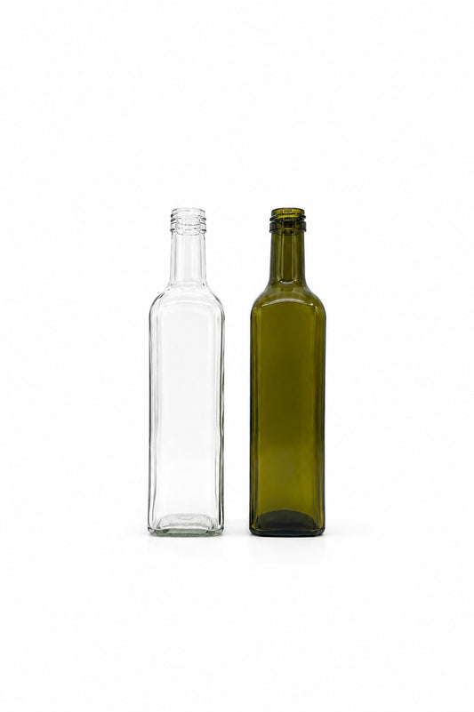 500mL. Square Glass Bottle and Cap.