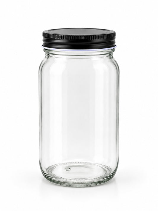 520mL. Mason glass jar (round) | Lid included | Case of 6