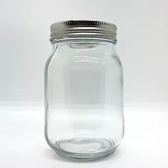 550mL. Mason glass jar (square) and Lid (Net Fill Capacity: 500mL.+/-)