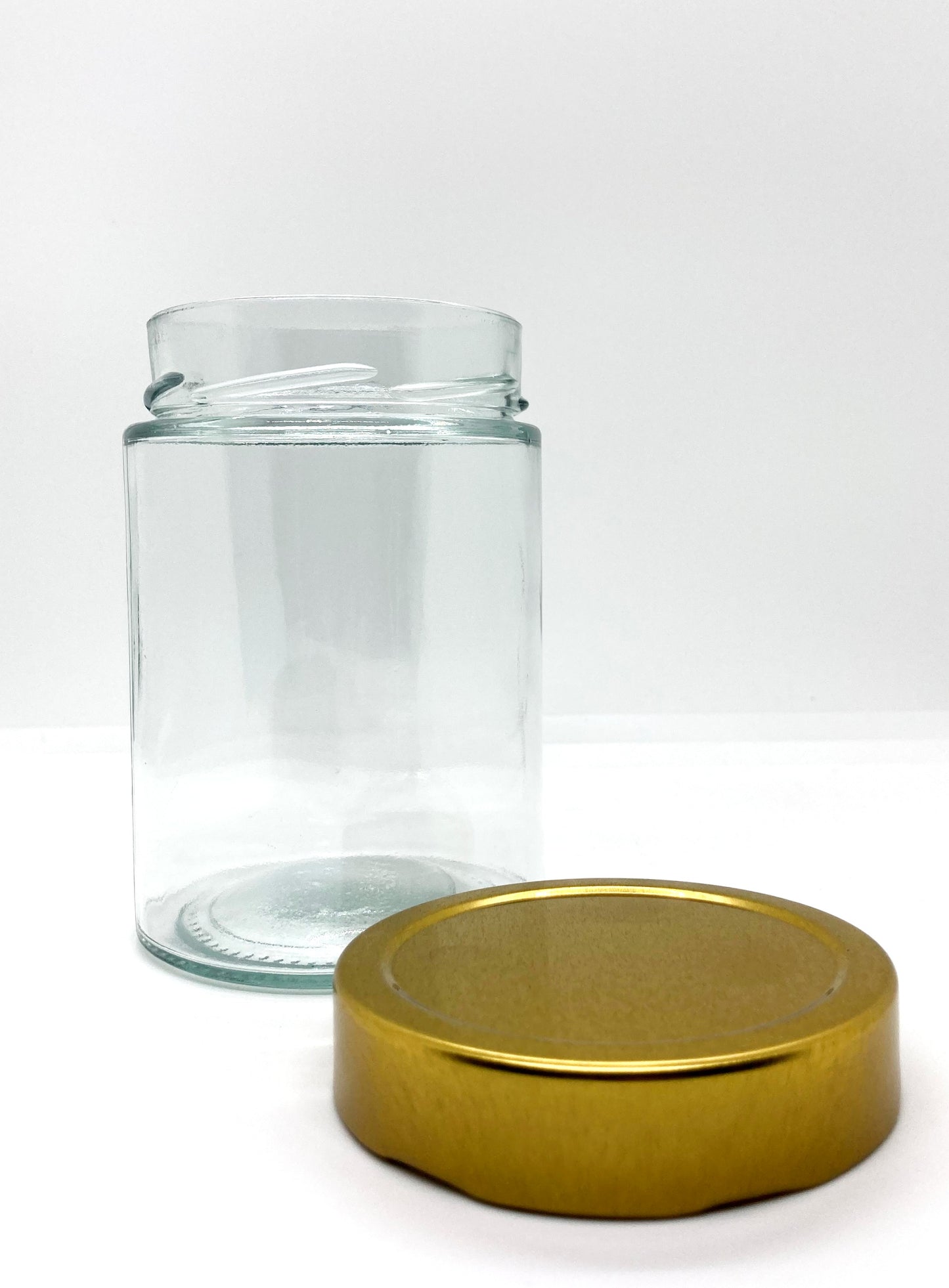 570mL. "Ergo" Clear Round Straight Cut Glass Jar and Deep Lid (Net Fill Capacity: 480mL.+/-)