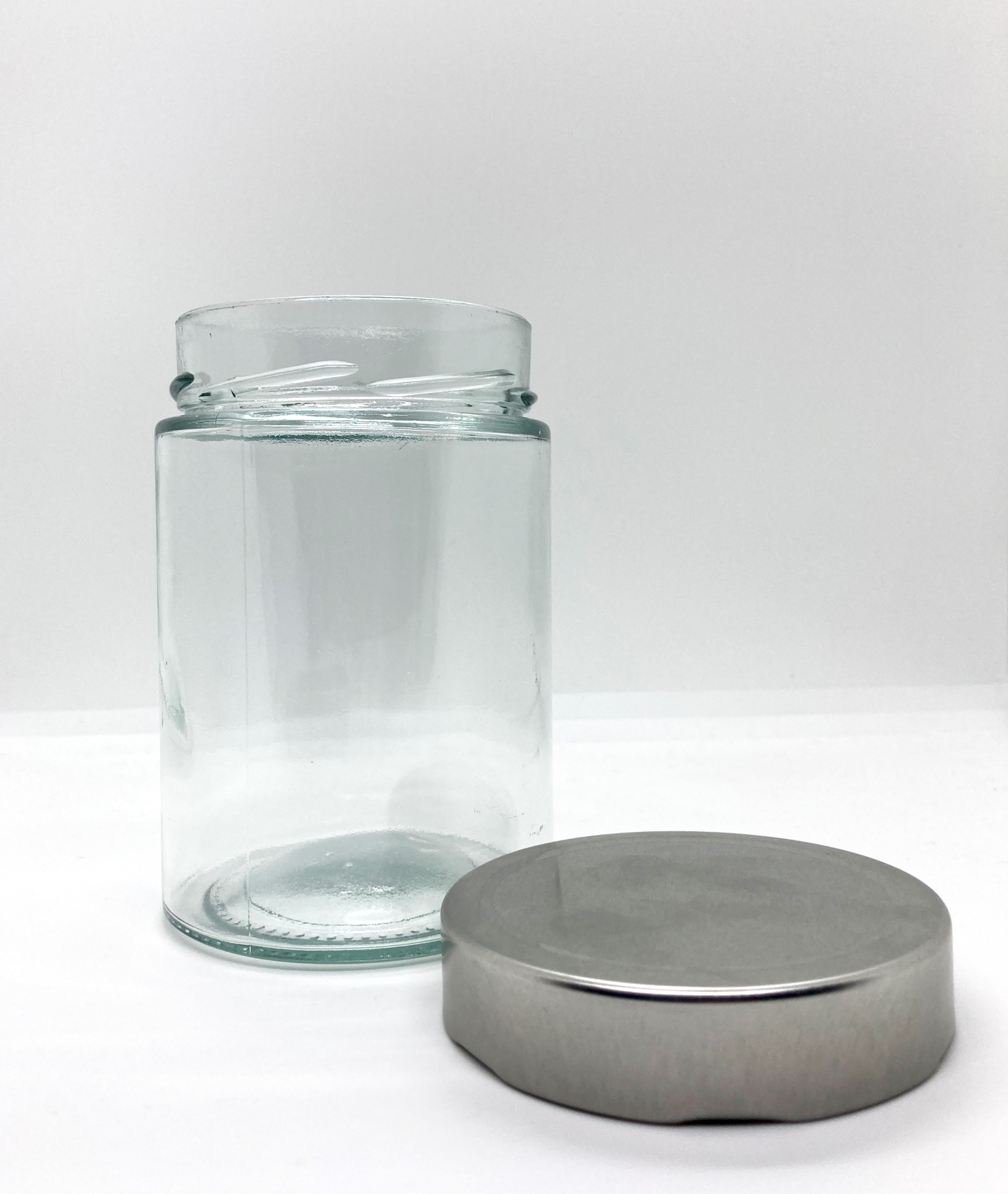 570mL. "Ergo" Clear Round Straight Cut Glass Jar and Deep Lid (Net Fill Capacity: 480mL.+/-)