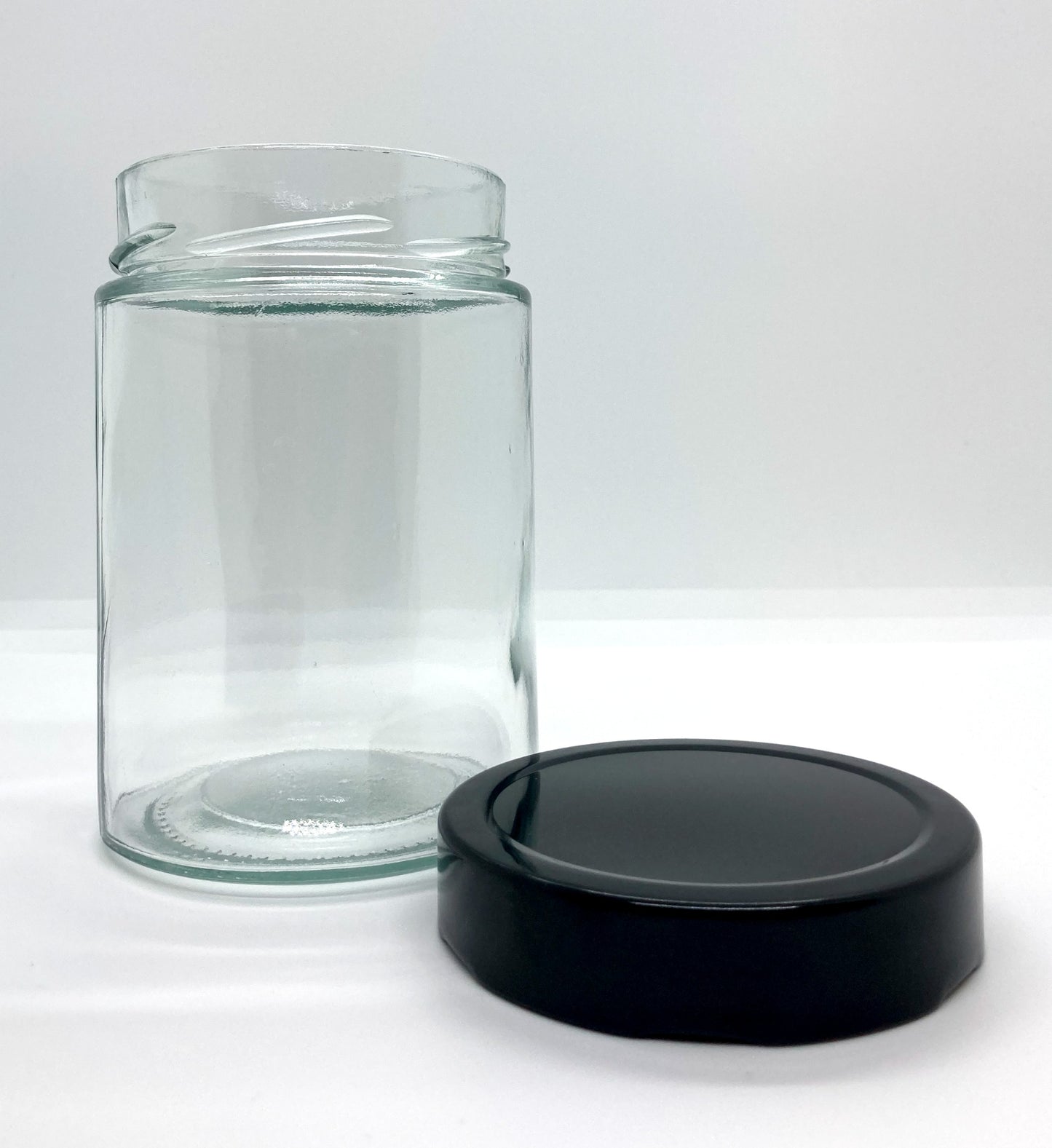 570mL. "Ergo" Clear Round Straight Cut Glass Jar and Deep Lid (Net Fill Capacity: 480mL.+/-)