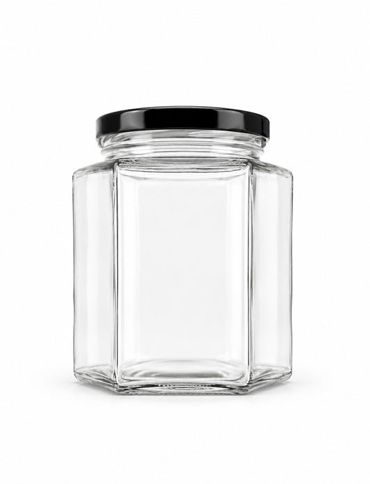 770 mL Hexagonal Glass Jar | Lid Included | Case of 45
