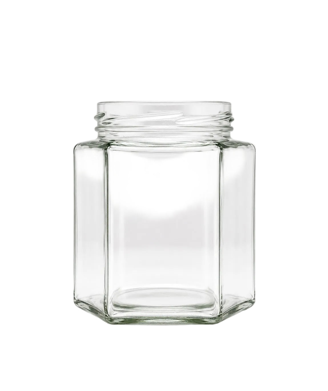 770mL. Hexagonal Clear Glass Jar and Lid (Net Fill Capacity: 705mL.+/-)