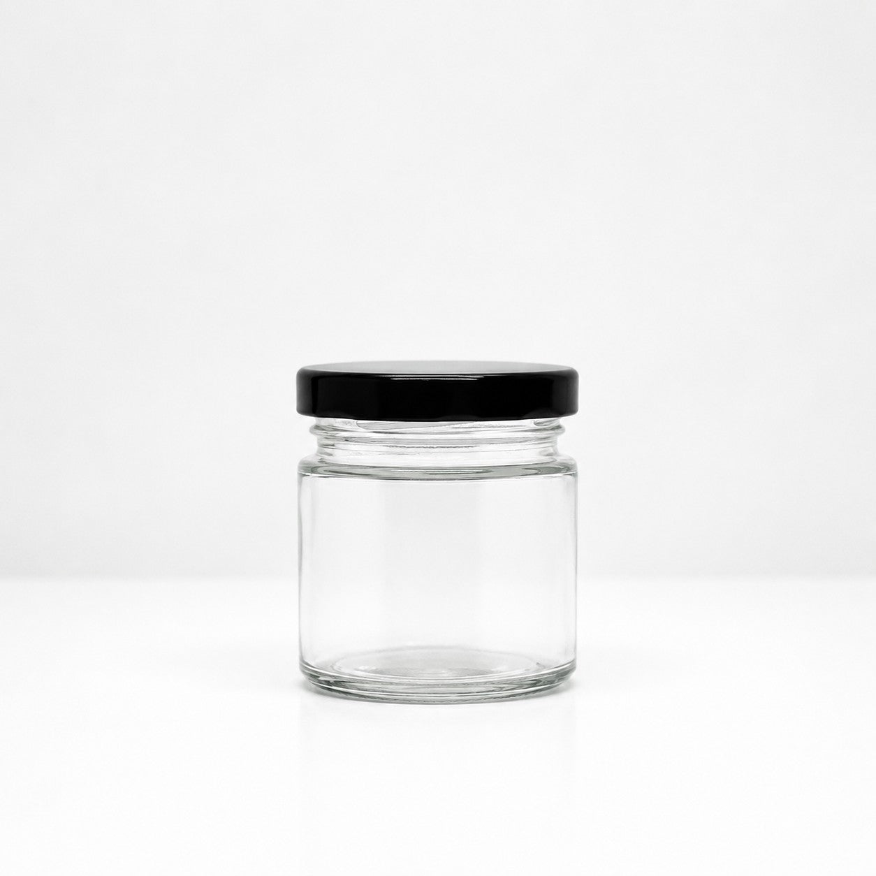 80mL. Clear Round Straight Cut Glass Jar and Lid (Net Fill Capacity: 70mL.+/-)