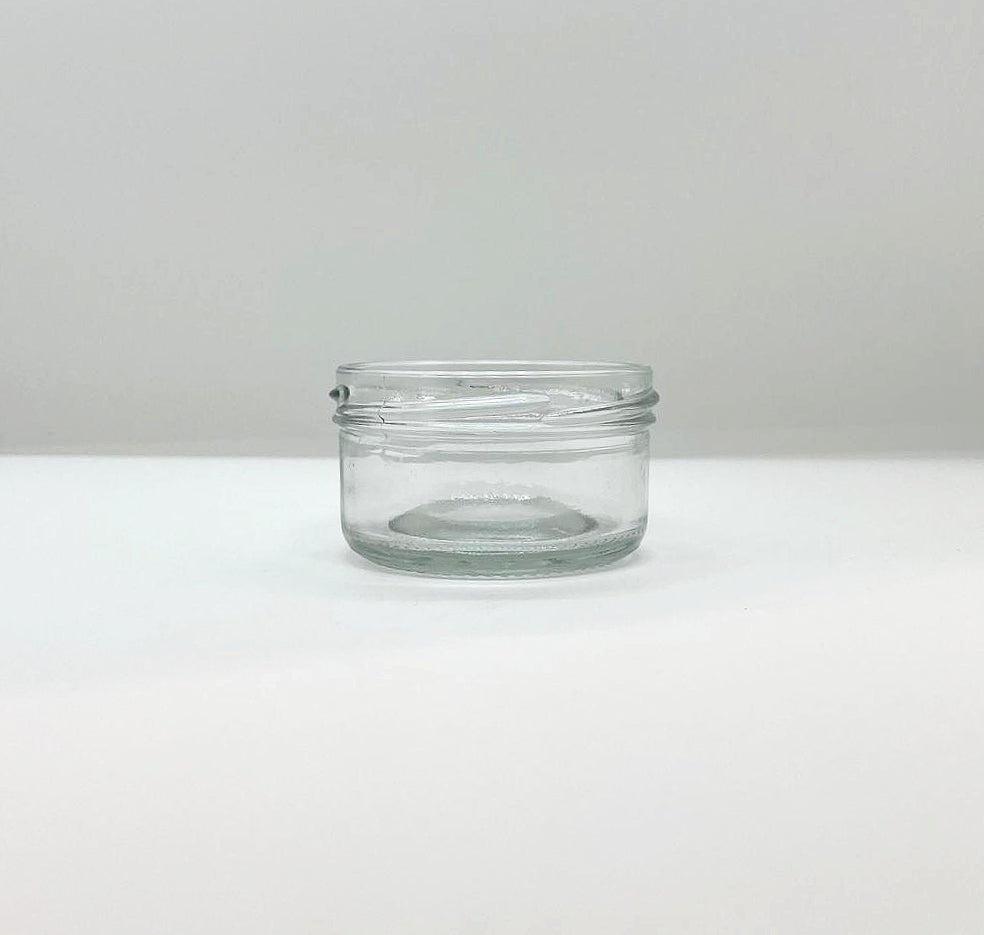 80mL. Clear Round Straight Cut Glass Jar/Thin lid (Net Fill Capacity: 50mL.+/-)
