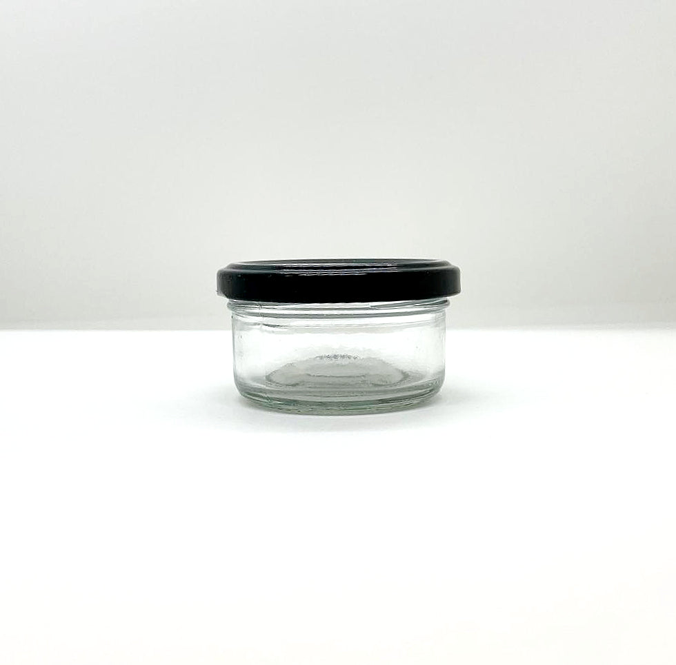 80mL. Clear Round Straight Cut Glass Jar/Thin lid (Net Fill Capacity: 50mL.+/-)