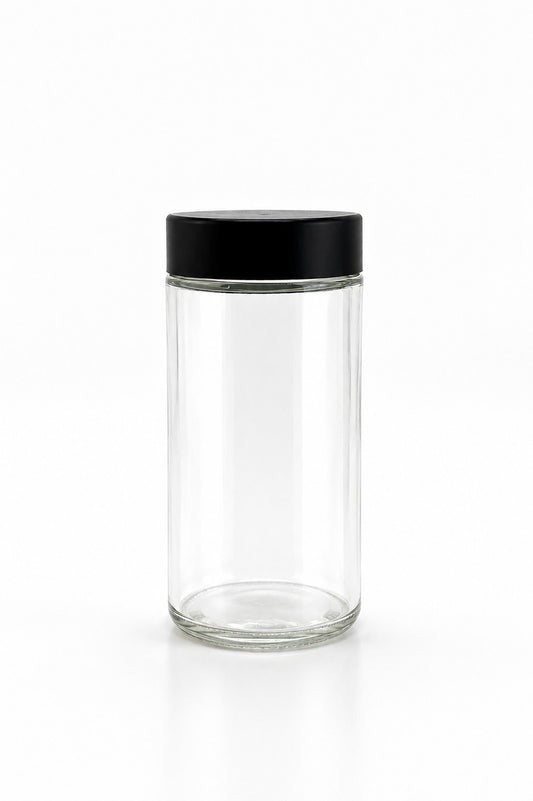 90mL Clear Glass Round Spice Jar and Cap