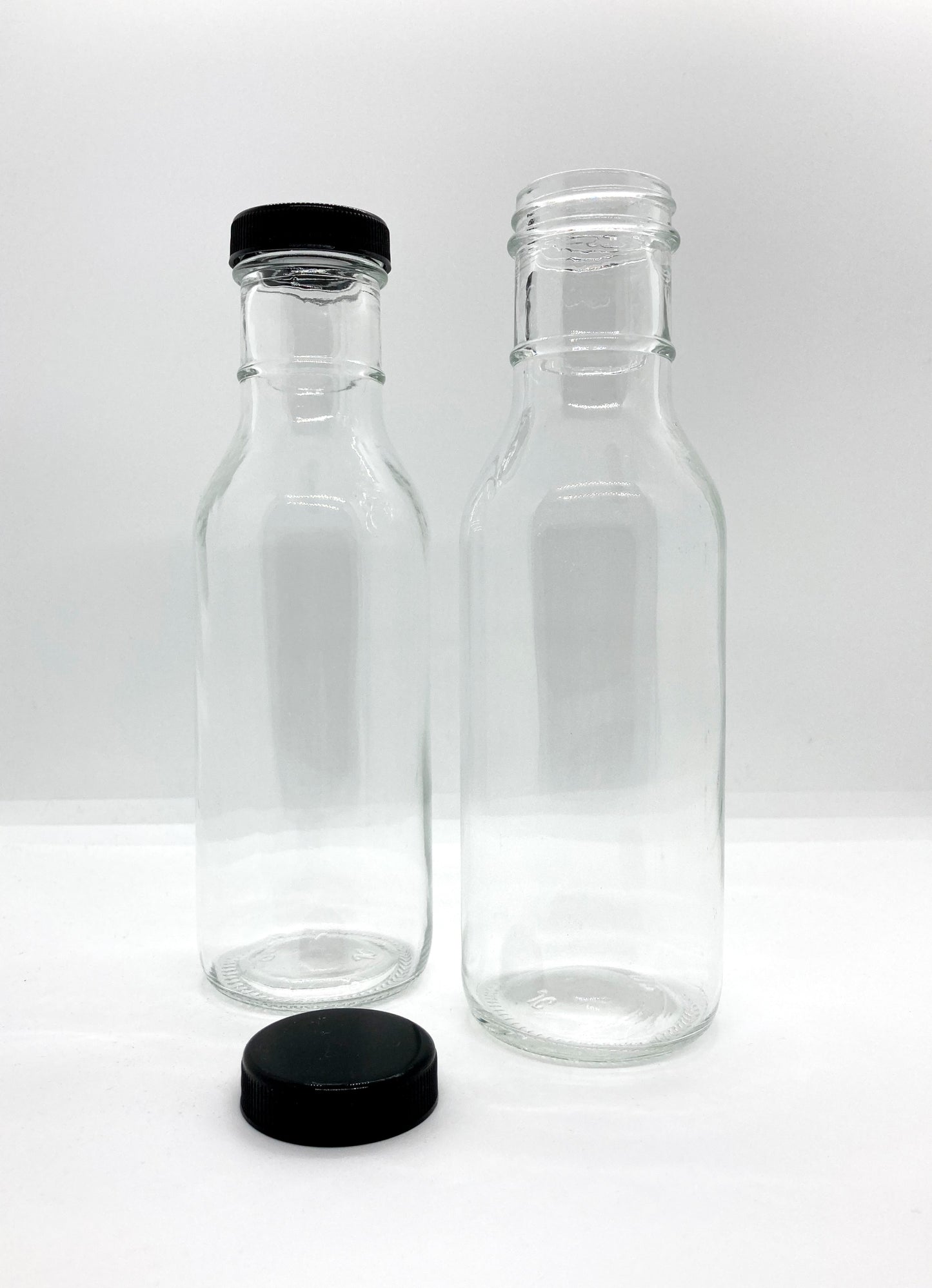 355ml Clear Glass Ring Neck Sauce Bottle and Cap