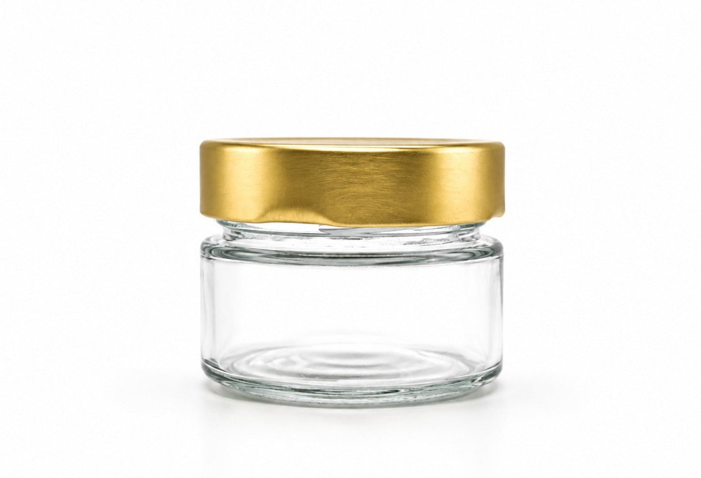 110mL. "Ergo" Clear Round Straight Cut Glass Jar