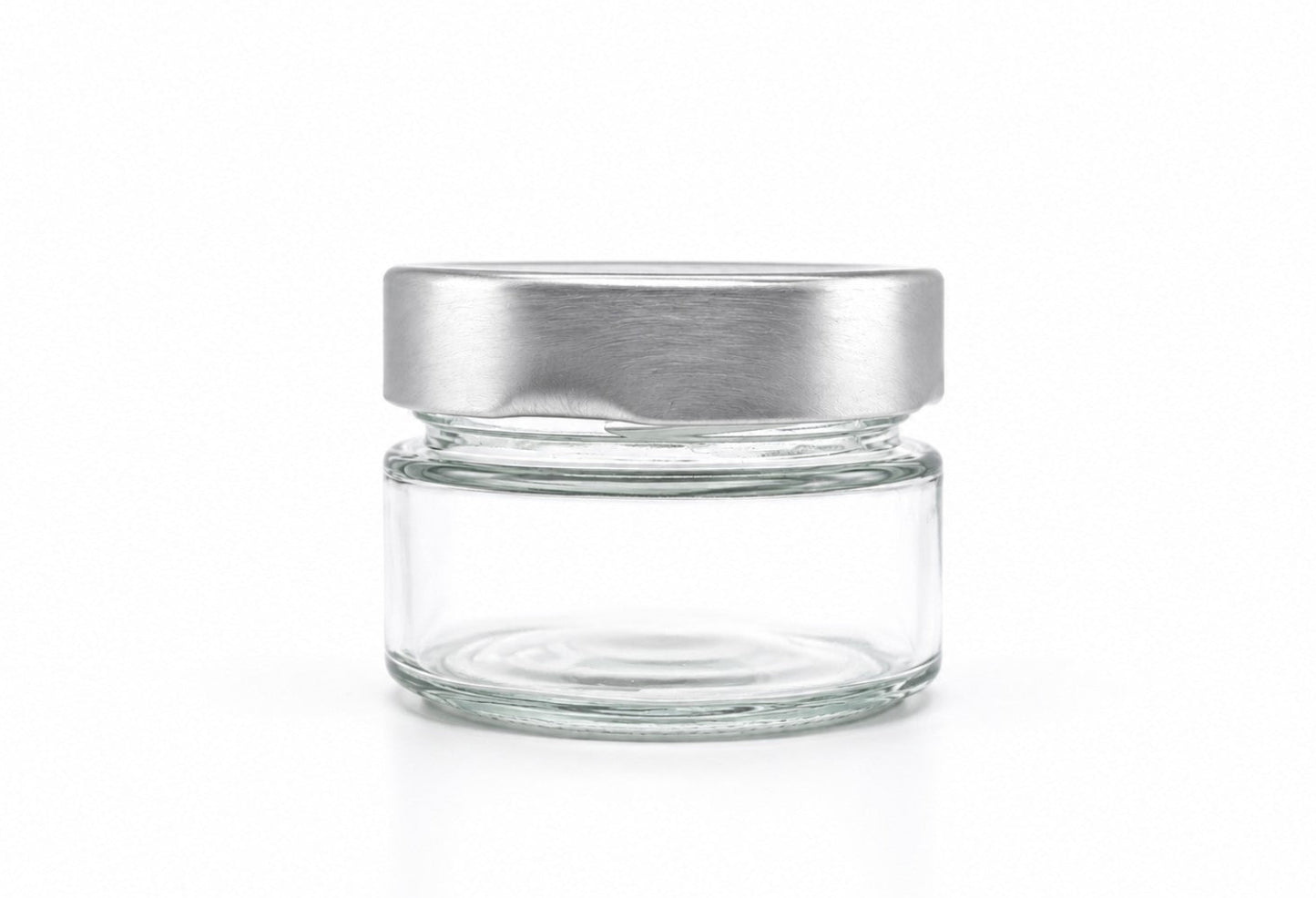 110mL. "Ergo" Clear Round Straight Cut Glass Jar