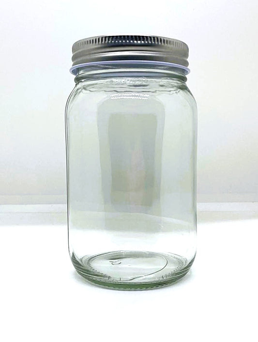 520mL. Mason glass jar (round) and Lid. (Net Fill Capacity: 480mL.+/-)